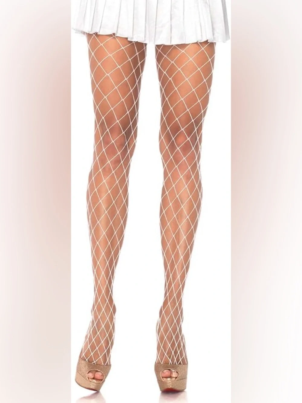 Brand New-Leg Avenue White Diamond Fishnet Tights